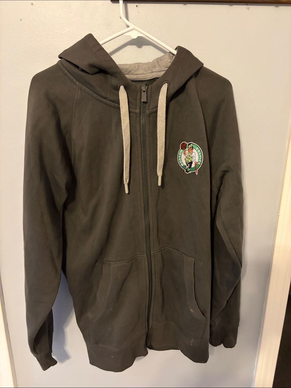 Antigua Dark Olive Full-Zip Hoodie with Embroidered Patch